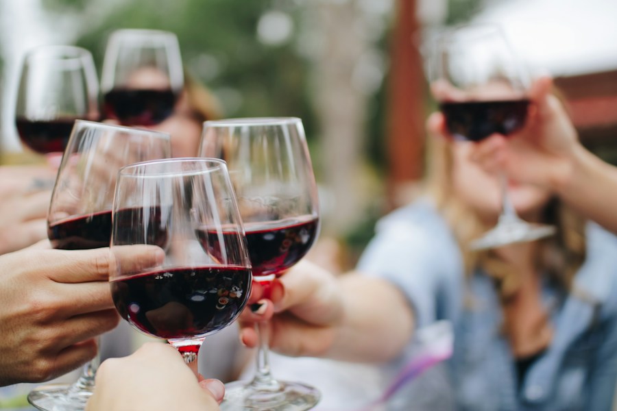 Red wine shared at dinner
